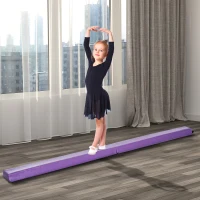Soozier 8' Folding Stable PU Leather Gymnastics Floor Balance Beam - Purple(m-1)