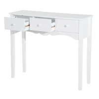 HomCom Narrow Wooden Front Entryway Wall Console Table 3 Drawers - White(m-7)
