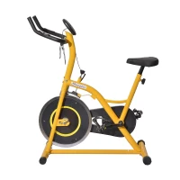 Soozier Upright Stationary Exercise Bike with LCD Monitor - Yellow(m-1)