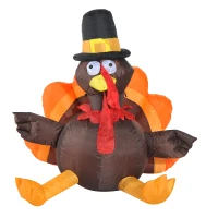 HomCom 3.5ft Outdoor Thanksgiving Inflatable - Mega Pilgrim Turkey(m-1)