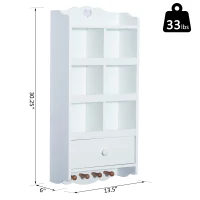 HomCom 14" W x 30" H Wood Wall Mount Bathroom Storage Cabinet - White(m-3)