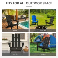 Outsunny Patio Adirondack Chair, Outdoor HDPE Fire Pit Chair, Weather Resistant Outdoor Chair with High-back, Patio Chair for Deck, Garden, Backyard, Black(m-7)