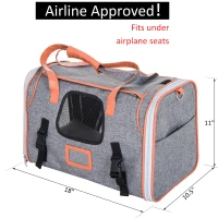 PawHut 18" Small Dog Carrier Pet Tote Bag Airline Approved Pet Carrier Cat Travel Carrier(m-3)