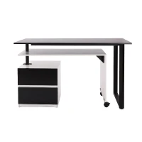 HomCom 52”- 85” Swivel Computer Table Desk - Black/White(m-7)