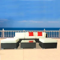 Outsunny 6 Piece Outdoor Patio PE Rattan Wicker Sofa Sectional Furniture Set(m-3)
