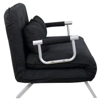 HomCom Full Size Folding 5 Position Steel Convertible Sleeper Bed Chair- Black(m-10)