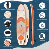 Outsunny Inflatable Paddle Board, Stand Up Paddle Board Adjustable Aluminum Paddle Non-Slip Deck with ISUP Accessories & Carry Bag, 10'5'' x 30" x 6", Orange and Grey(m-4)
