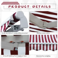 Outsunny 10'x8' Retractable Awning, Sun Shade for Patio & Window, Durable Polyester Fabric, Manual Operation, Red(m-4)