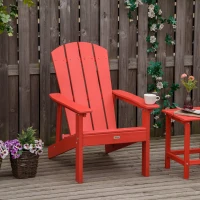 Outsunny Adirondack Chair, HDPE Fire Pit Chair, Weather Resistant Outdoor Chair for Patio, Garden, Backyard, Lawn, Red(m-2)