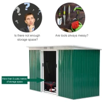Outsunny Metal Outdoor Shed 9'x4' - Lockable Storage for Garden Tools, Lawn Equipment - Green(m-6)