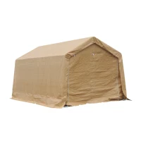 Outsunny 17' x 10.5' Heavy Duty Outdoor Carport Canopy Tent - Beige(m-4)