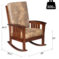 HOMCOM Faux Suede Rubberwood Indoor Porch Rocking Chair(m-3)