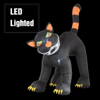HOMCOM 10’ Lighted Inflatable Outdoor Halloween Yard Decoration - Animated Black Cat(m-5)