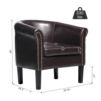 HomCom Faux Leather Traditional Club Armchair Smoking Chair - Dark Brown(m-3)