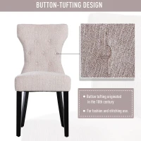 HOMCOM Set of 2 Modern Style Dining Chair Set with Button Tufting Fabric Beige(m-5)
