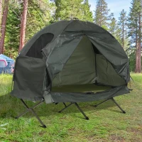 Outsunny Portable 1 Person Raised Camping Tent Cot Combination for Fishing and Hunting - Green(m-1)