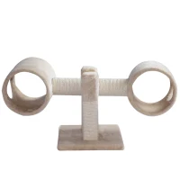 PawHut Cat Tree Tunnel Scratching Post Activity Furniture Teeter Totter - Beige(m-5)