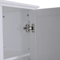 Open Box HomCom 67" Wood Free Standing Bathroom Linen Tower Storage Cabinet - White(m-15)