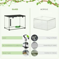 PawHut 14 Gallon Reptile Glass Terrarium Tank, Breeding Box Full View with Visually Appealing Sliding Screen Top for Lizards, Frogs, Snakes, Spiders, 20" x 12" x 14"(m-9)