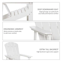 Outsunny Adirondack Chair, HDPE Fire Pit Chair, Weather Resistant Outdoor Chair for Patio, Garden, Backyard, Lawn, White(m-5)