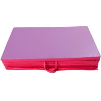 Soozier 8' x 4' x 2" PU Leather Folding Gymnastics / Martial Arts Tumbling Mat - Pink / Purple(m-4)