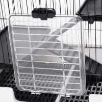 PawHut 43"H Ferret House Habitat Small Animal Hutch - Black and White(m-12)