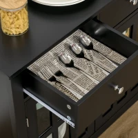 HOMCOM Sideboard Buffet Cabinet, Storage Cupboard with Glass Doors, Adjustable Shelf and 2 Drawers for Kitchen, Black(m-8)