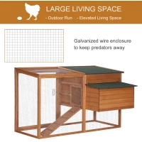 PawHut 64" Large Wooden Chicken Coop Kit with Outdoor Run and Nesting Box(m-4)