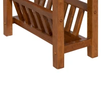 HomCom Modern 2-Tier Acacia Wood End Table Side Desk with Cup Holder and  Lower Shelf - Dark Oak(m-12)