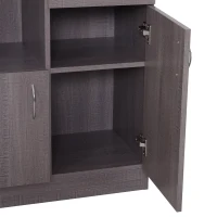 HomCom 70” Modern Free Standing Kitchen Pantry Storage Cabinet - Dark Grey Wood Grain(m-6)