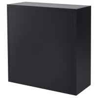 HomCom 36" Counter Height Metal Locking Storage Cabinet with 2 Adjustable Shelves - Black(m-6)