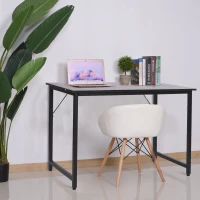 HOMCOM Heavy Duty Office Writing Desk Computer Table w/ Adjustable Feet Wood Grain Black(m-2)