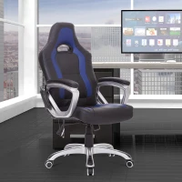 HomCom High Back Racing Style Massage Ergonomic Gaming Chair - Blue / Black(m-3)