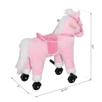Qaba Kids Plush Toy Ride on Walking Horse - Pink(m-3)