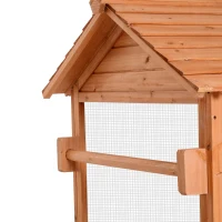 PawHut Deluxe Backyard Wood Poultry Chicken Coop Hen House Hutch Nesting Box w/Wheels - Wood(m-8)