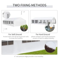Outsunny 32" x 20" Outdoor Heavy Duty Carport Canopy Gazebo Wedding Party Tent Garage - White(m-4)