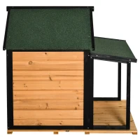 PawHut Outdoor Dog House Cabin Style, Wooden Raised Pet Kennel with Asphalt Roof, Front Door, Side Window, Porch for Medium/Large Dogs, Loading 53 Lbs., Yellow(m-10)