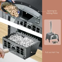 Outsunny Outdoor Pizza Oven, Portable Pellet Wood Fired Pizza Maker, 12" Stainless Steel Pizza Grill with Stone and Peel Accessories for Outside, Backyard, Outdoor Kitchen(m-5)