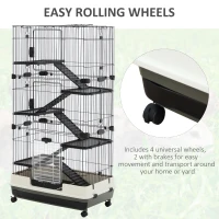 PawHut 32" 5-level Indoor Rabbit Enclosure Small Animal Hutch - Black(m-4)