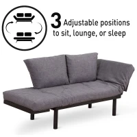 HomCom Single Person Convertible Bed Chaise Lounge Couch Adjustable Padded Lightweight - Gray(m-11)