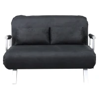 HomCom Full Size Folding 5 Position Steel Convertible Sleeper Bed Chair- Black(m-12)