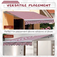 Outsunny 10'x8' Retractable Awning, Sun Shade for Patio & Window, Durable Polyester Fabric, Manual Operation, Red(m-6)