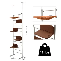 PawHut 9FT Adjustable Multi-Level Cat Climber Climbing Tree Tower Scratcher Post Steps - Brown(m-3)