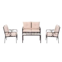 Outsunny 4-Piece Outdoor Rattan Wicker Loveseat and Chair Set(m-2)