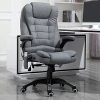 Vinsetto Adjustable Reclining Heating Massage Office Chair Linen Fabric - Grey(m-9)