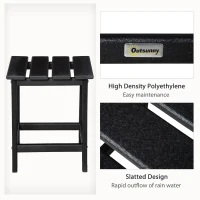 Outsunny Patio Side Table, 15" Square Outdoor End Table, HDPE Plastic Tea Table for Adirondack Chair, Backyard or Lawn, Black(m-6)