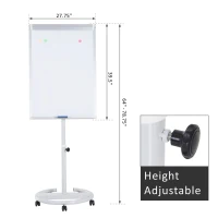 Vinsetto 28" x 40" Magnetic Height Adjustable Rolling Whiteboard Easel with Wheels(m-4)