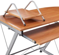 HomCom 67" Wood Corner L-Shaped Computer Desk with Keyboard Tray - Natural Brown(m-9)