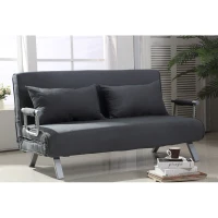 HomCom Full Size Folding 5 Position Steel Convertible Sleeper Bed Chair - Dark Grey(m-2)