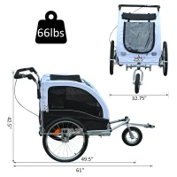 Aosom Elite Pet Dog Bike Bicycle Trailer Stroller Jogger w/ Suspension - White(m-3)